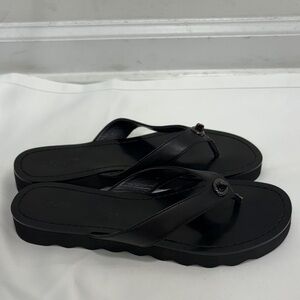VINTAGE COACH WOMENS SHELLY Y2K STYLE BLACK PLATFORM FLIP FLOP SANDALS